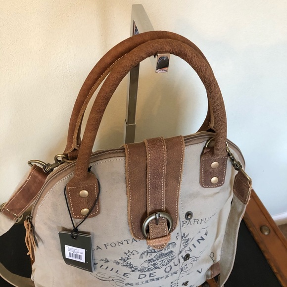 Myra upcycled Canvas Gerster Shoulder Bag Purse - Picture 6 of 8